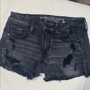 Black distressed super stretch midi American eagle